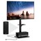 Black MDF Metal Adjustable Floor TV Stand with Power Ports and AV Shelf